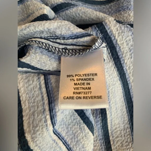 ELLE short sleeve blouse with blue vertical stripe - Picture 5 of 5